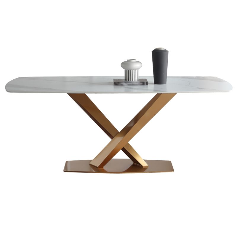 Luxury Sintered Stone Dining Table Rectangle White Table with Metal Pedestal Clearhalo ' dining_table' 'Dining Tables & Seating' 'Dining Tables' 'furn' 'furn_dining_table' 'Furniture' 'furniture_dining_table' 'Kitchen & Dining Furniture' 'kitchen&dining_furn' 'kitchen' 'kitchen_dining_table' 1200x1200_65a62cc0-e6a6-40d4-bfa8-66e794f5d432