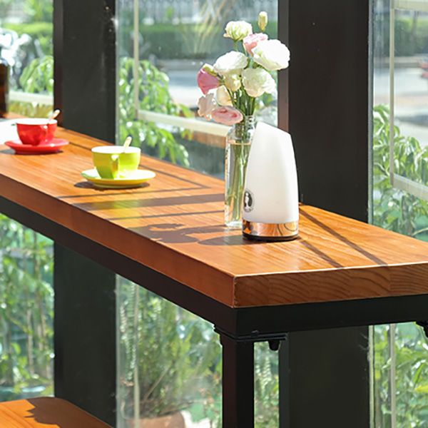 Industrial Rectangle Bar Dining Table Metal and Solid Wood Bar Height Table Clearhalo 'Bar Furniture' 'Bar Tables' 'bar_tables' 'furn' 'furn_bar_tables' 'Furniture' 'Kitchen & Dining Furniture' 1200x1200_65a76d29-5232-43cf-aaaf-cf515128d550
