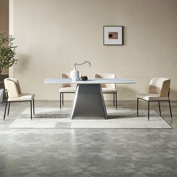 Modern Kitchen 1/5 Pcs Dining Set with White Marble Dining Table and Padded Chairs Clearhalo 'Dining Room Sets' 'Dining Tables & Seating' 'dining_room_set' 'furn' 'furn_dining_room_set' 'Furniture' 'Kitchen & Dining Furniture' 1200x1200_65a85113-8b21-489e-b16c-009c496b30b3