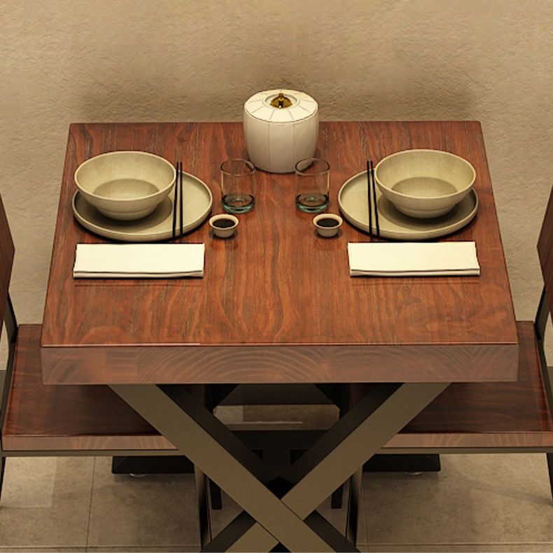 Square Wooden Dining Table Industrial Brown Top Table with Black Frame Clearhalo 'Dining Tables & Seating' 'Dining Tables' 'dining_table' 'furn' 'furn_dining_table' 'Furniture' 'Kitchen & Dining Furniture' 1200x1200_65acf2c3-3aa8-45f1-aec3-52295e8f1df9