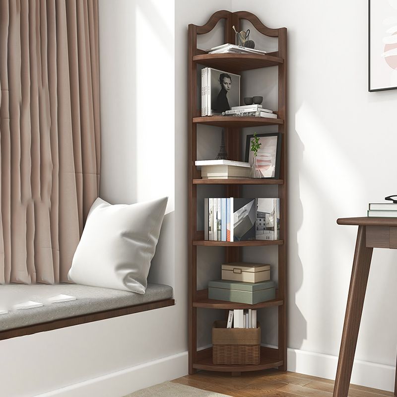 Modern Style Corner Bookshelf Solid Wood Vertical Bookcase for Home