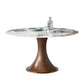 Table à manger en pierre ronde et fritrée meubles modernes avec base de piédestal pour intérieur