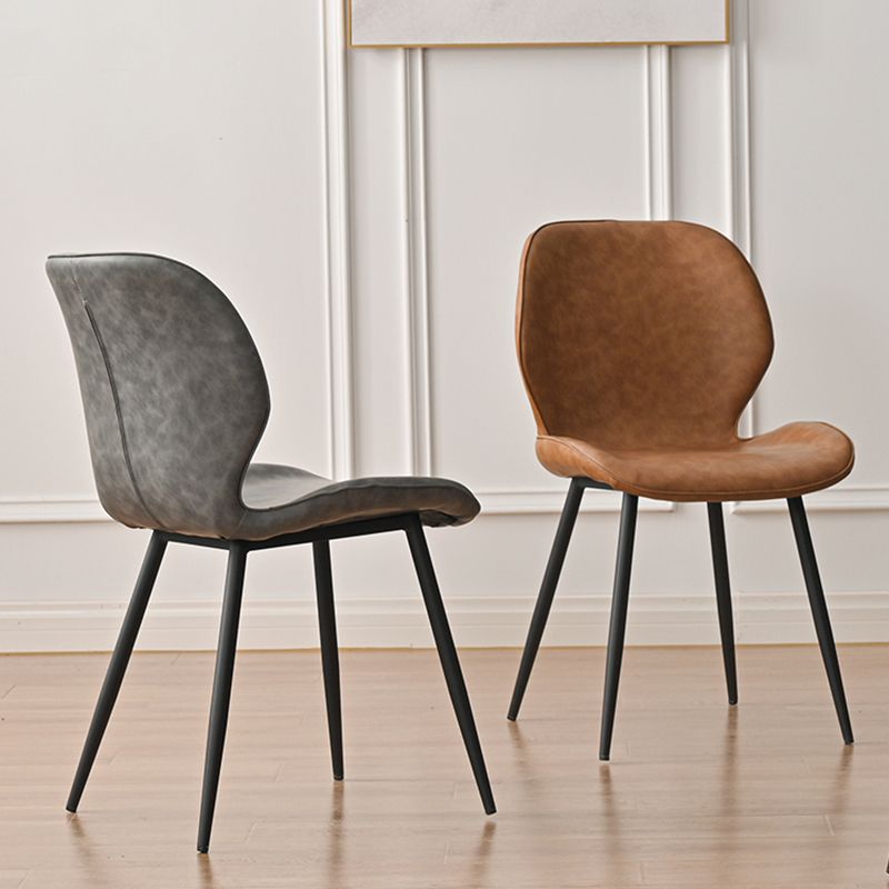 Metal Industrial Side Chair Matte Finish Wingback Dining Chair