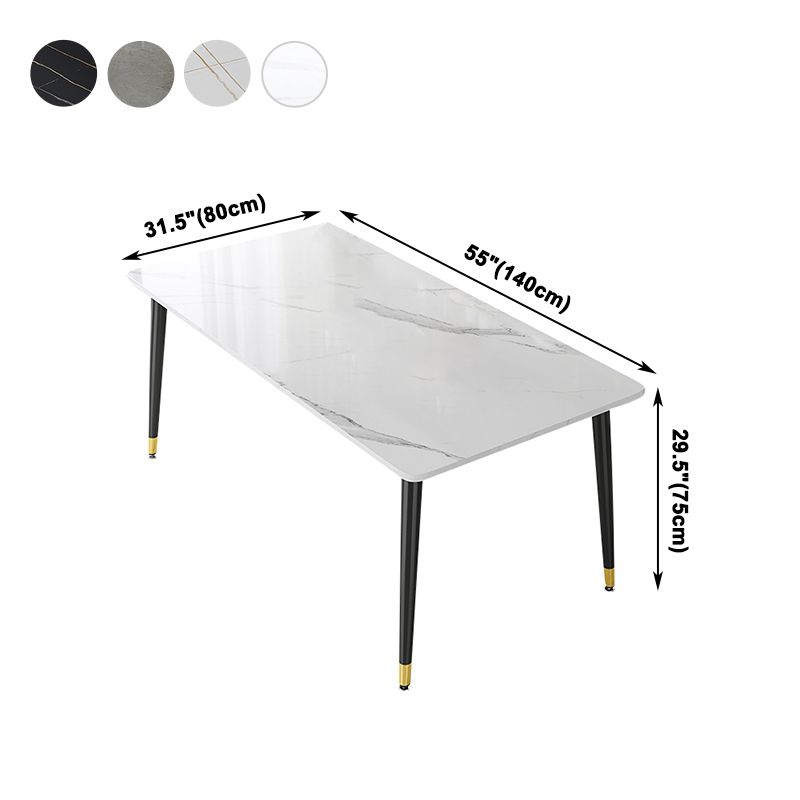 Industrial Kitchen Sintered Stone Top Dining Table Rectangle Dining Table with 4 Legs Base Clearhalo ' dining_table' 'Dining Tables & Seating' 'Dining Tables' 'furn' 'furn_dining_table' 'Furniture' 'furniture_dining_table' 'Kitchen & Dining Furniture' 'kitchen&dining_furn' 'kitchen' 'kitchen_dining_table' 1200x1200_65b0b434-51d6-4565-a388-eb141958c14a