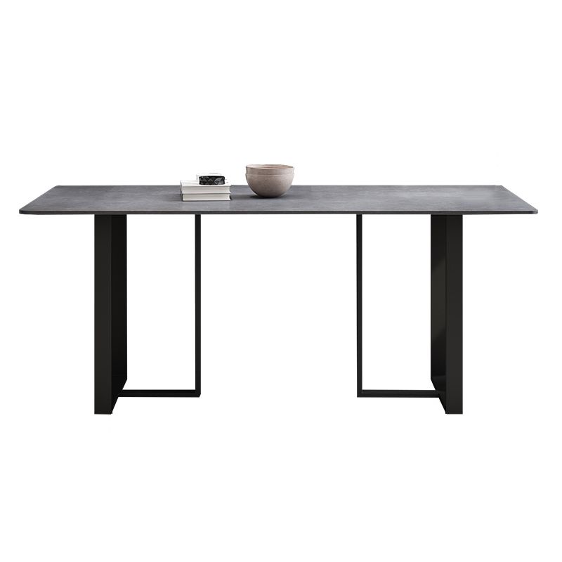 Simplicity Style Table Sintered Stone Rectangle Double Pedestal Base Dining Table for Home Clearhalo ' dining_table' 'Dining Tables & Seating' 'Dining Tables' 'furn' 'furn_dining_table' 'Furniture' 'furniture_dining_table' 'Kitchen & Dining Furniture' 'kitchen&dining_furn' 'kitchen' 'kitchen_dining_table' 1200x1200_65b12ee3-ee8f-42a4-9290-cd666709f6ef