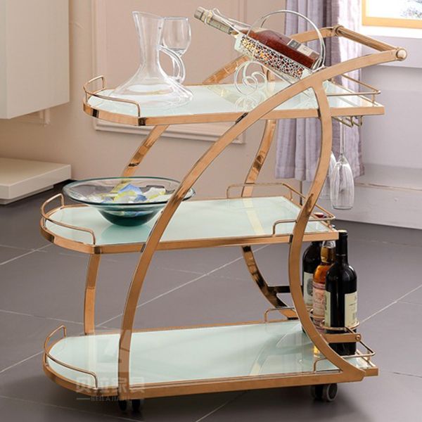 Modern Metal Prep Table with Wine Rack Home Dining Prep Table