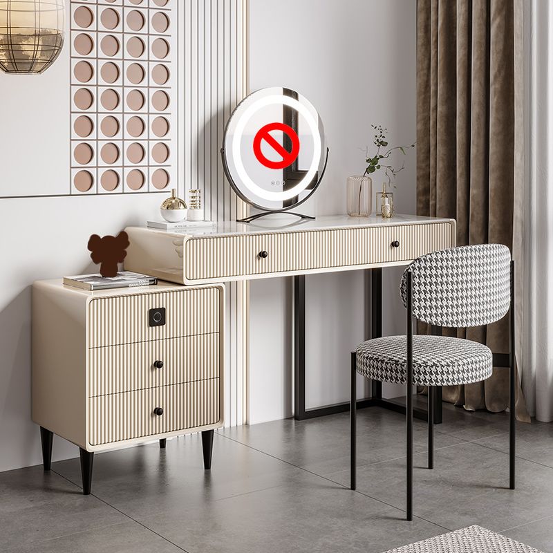 5 Holzschubladen Make -up -Tisch Schreibtisch Eitelkeit Stein Top Eitelkeitstisch