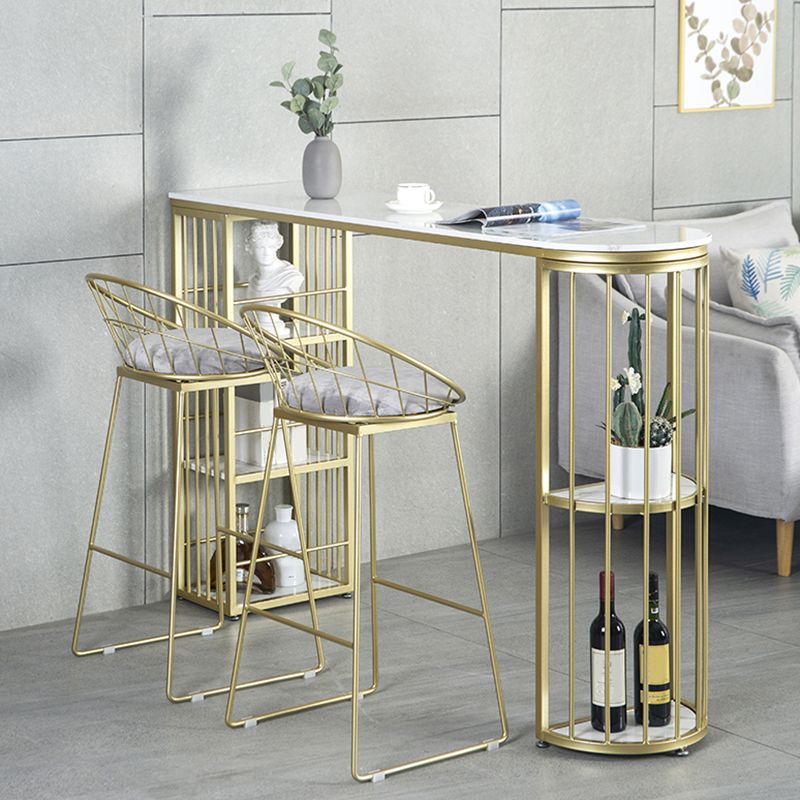 Faux Marble Bistro Bar Table Modern Gold Base Bar Table for Home Clearhalo 'Bar Furniture' 'Bar Tables' 'bar_tables' 'furn' 'furn_bar_tables' 'Furniture' 'Kitchen & Dining Furniture' 1200x1200_65b23ad1-5200-42d4-8df6-8f756c818e42