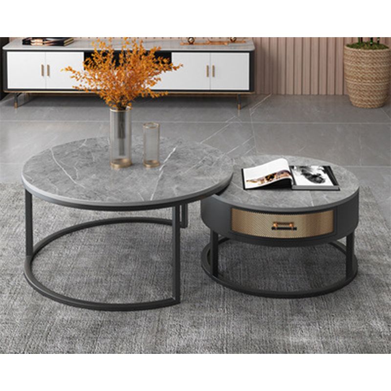 Frame Base Design Marble Metal Iron Black Base Round Coffee Table Clearhalo 'Coffee & Accent Tables' 'Coffee Tables' 'coffee_tables' 'furn' 'furn_coffee_tables' 'Furniture' 'Living Room Furniture' 1200x1200_65b27b33-e52d-4d83-a790-a5a64e6357d3