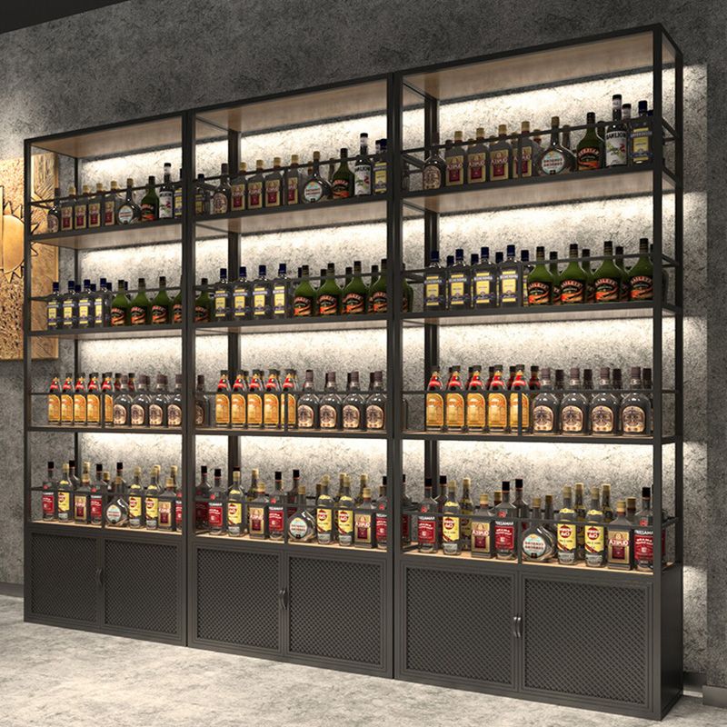 Botella de piso contemporánea Rack de vino Black Metal Suportador con estante