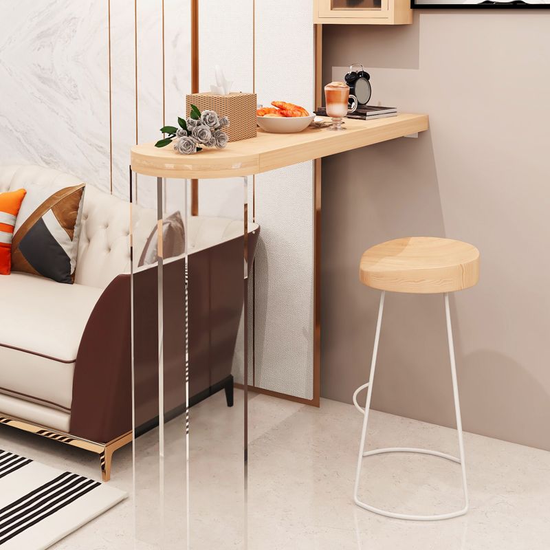 Modern Style Bar Table Set 1/2 Pcs Wooden Top Acrylic Base Bar Table Set Clearhalo 'Bar Furniture' 'furn' 'furn_home_bar_bar_sets' 'Furniture' 'Home Bars & Bar Sets' 'home_bar_bar_sets' 'Kitchen & Dining Furniture' 1200x1200_65b48b3b-15bf-4ee7-a9c1-15148518de4a