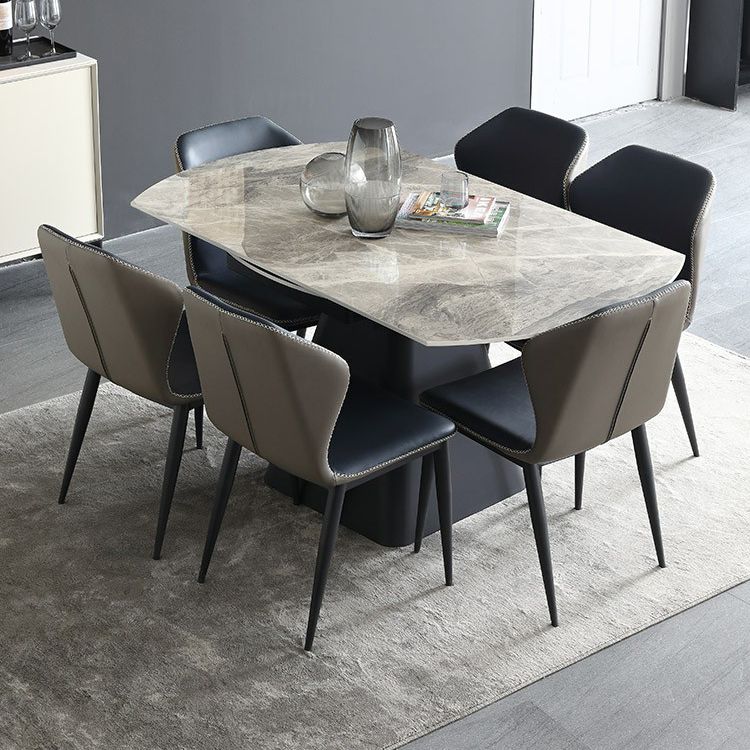 Foldable Round Sintered Stone Dining Table of 5/7 with Metal Base Nordic Dining Set for Restaurant Clearhalo 'Dining Room Sets' 'Dining Tables & Seating' 'dining_room_set' 'furn' 'furn_dining_room_set' 'Furniture' 'furniture_dining_room_set' 'Kitchen & Dining Furniture' 'kitchen&dining_furn' 'kitchen' 1200x1200_65b4cda6-4782-4352-b6f1-4ab7757e78ec