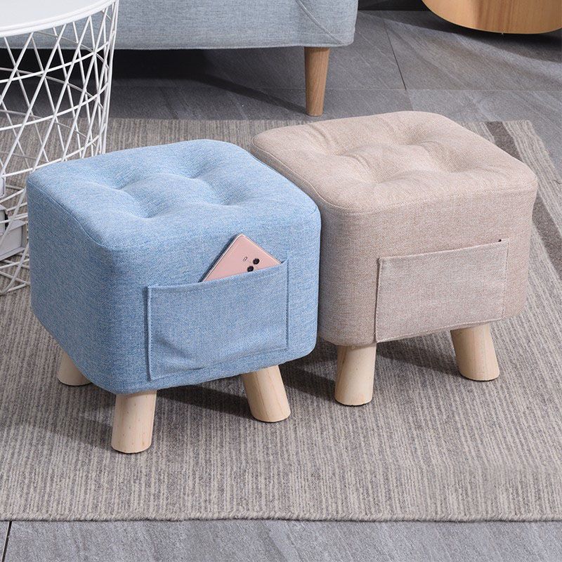 Modern Ottoman Fabric Upholstered Tufted Solid Color Pocket Square Ottoman with Chair Legs Clearhalo 'furn' 'furn_ottomans_poufs' 'Furniture' 'Living Room Furniture' 'Ottomans & Poufs' 'ottomans_poufs' 1200x1200_65b516a0-2175-4875-a599-b4793bf1e7bf