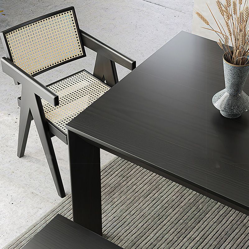Rectangle Black Base Dining Table Modern Pine Wood Table for Kitchen Living Room Clearhalo 'Dining Tables & Seating' 'Dining Tables' 'dining_table' 'furn' 'furn_dining_table' 'Furniture' 'Kitchen & Dining Furniture' 1200x1200_65b592cf-46c2-495a-9f0e-868183f2d5e4