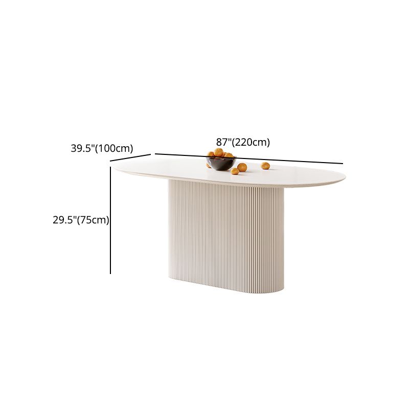 Ovaler Esstisch moderner Steintisch in Weiß mit Sockelbasis