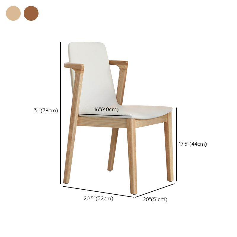 Nordic Style Solid Wood Arm Dining Chair with Upholstered for Home