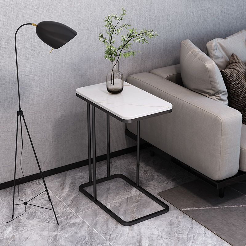 Mid-Century Modern Stone End Table 23.62" H Rectangular Frame Side Table Clearhalo 'Coffee & Accent Tables' 'End & Side Tables' 'end_side_table' 'end_side_tables' 'furn' 'furn_end_side_tables' 'Furniture' 'furniture_end_side_table' 'Living Room Furniture' 1200x1200_65b9e690-fb71-4a43-9e9c-162dd935c597