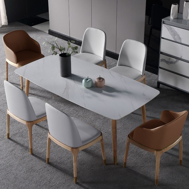 Sintered Stone White Tone Dining Table Luxury 4 Legs Table for Dining Room Clearhalo ' dining_table' 'Dining Tables & Seating' 'Dining Tables' 'furn' 'furn_dining_table' 'Furniture' 'furniture_dining_table' 'Kitchen & Dining Furniture' 'kitchen&dining_furn' 'kitchen' 'kitchen_dining_table' 1200x1200_65ba47c1-0ce4-44c6-8cc5-7676a2652eba