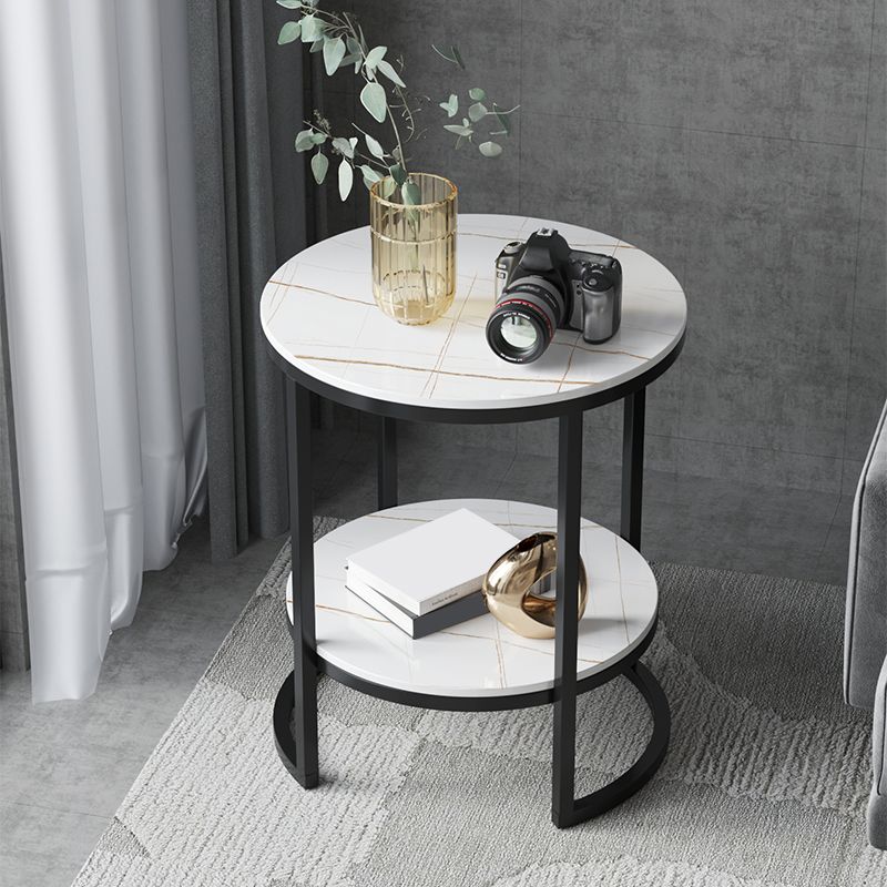 Metal Frame Side End Table Round Stone Top Side Table with Shelf Clearhalo 'Coffee & Accent Tables' 'End & Side Tables' 'end_side_tables' 'furn' 'furn_end_side_tables' 'Furniture' 'Living Room Furniture' 1200x1200_65bb3090-f3f8-46d4-a4a9-6f3dcbaf6993