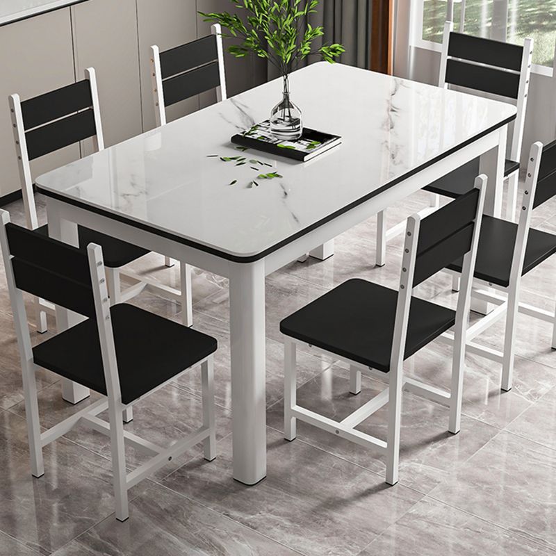 Moderne glazen desktop rechthoekige eettafel metalen poten voor eetkamer