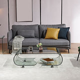 Modern Style Glass Top Coffee Cocktail Table with Storage Shelf Clearhalo 'Coffee & Accent Tables' 'Coffee Tables' 'coffee_tables' 'furn' 'furn_coffee_tables' 'Furniture' 'Living Room Furniture' 1200x1200_65bcec69-4624-42bc-b2da-5860d63484d0