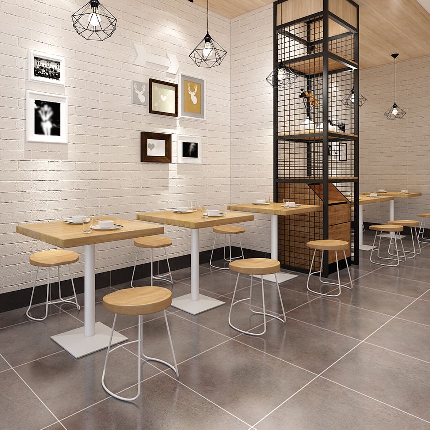 Metal Industrial Square Dining Table Pine Solid Wood Top Table with Pedestal Base Clearhalo 'Dining Tables & Seating' 'Dining Tables' 'dining_table' 'furn' 'furn_dining_table' 'Furniture' 'Kitchen & Dining Furniture' 1200x1200_65bf3a81-b49f-461c-b6d7-dfb7899bd733