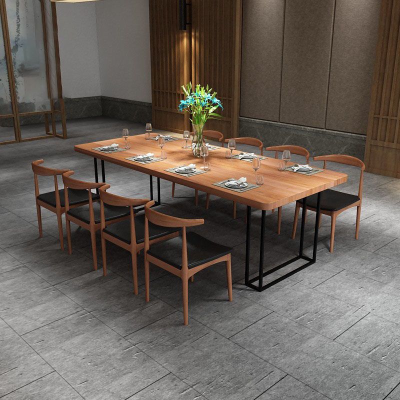 Rectangular 1/2/9 Pieces Dining Set Natural and Black Windsor Back Chair Set for Kitchen Clearhalo 'Dining Room Sets' 'Dining Tables & Seating' 'dining_room_set' 'furn' 'furn_dining_room_set' 'Furniture' 'furniture_dining_room_set' 'Kitchen & Dining Furniture' 'kitchen&dining_furn' 'kitchen' 1200x1200_65bfb7c6-272d-45a9-ab87-e17d78bad255