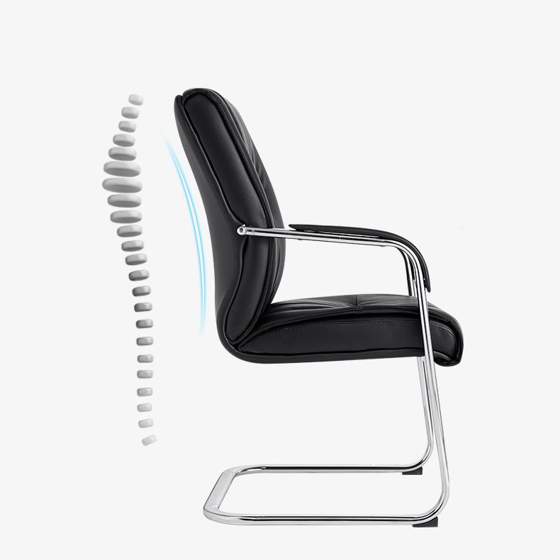 Silla de oficina de gestión de cuero moderna silla de oficina de armas fijas