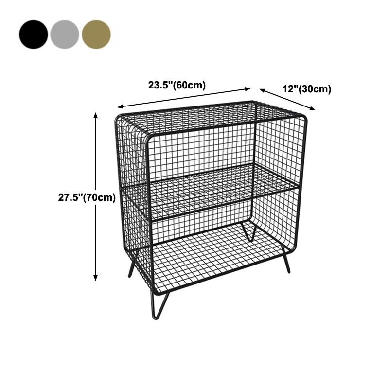 Metal Glam Accent Table Nightstand Open Storage Shelf Included Bed Nightstand with Legs