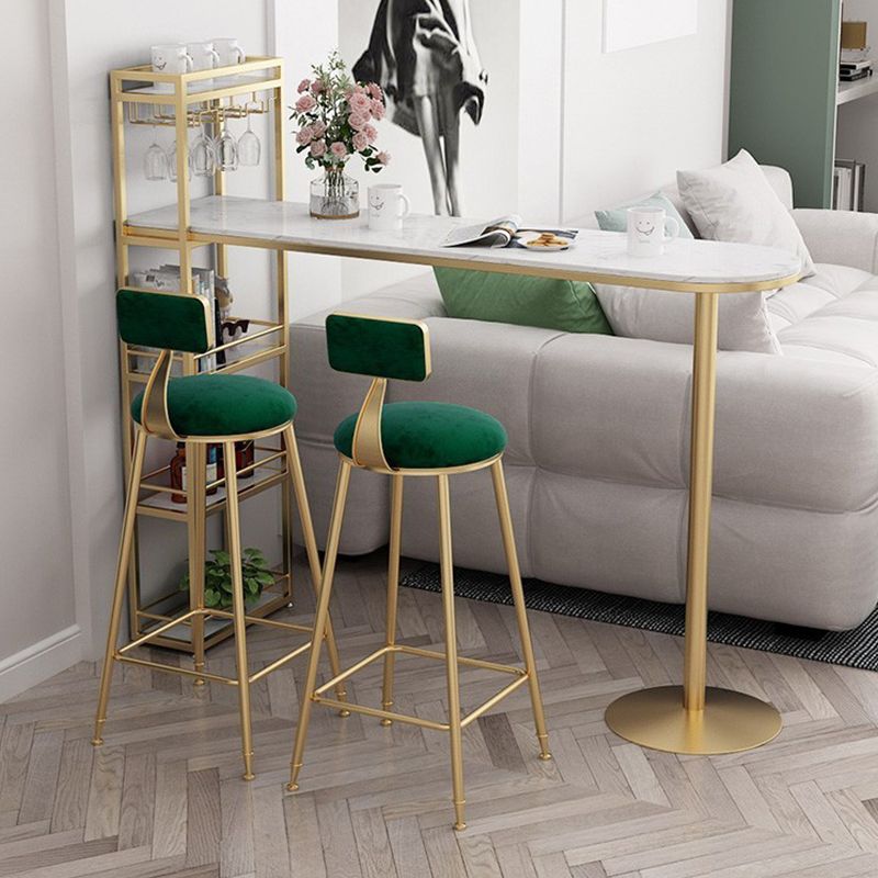 Glam Stone Bar Table Metal Base with Wine Rack for Living Room Clearhalo 'Bar Furniture' 'Bar Tables' 'bar_tables' 'furn' 'furn_bar_tables' 'Furniture' 'Kitchen & Dining Furniture' 1200x1200_65c41743-effe-4a24-8c79-7b0b0aa1776f
