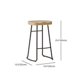 Modern Indoor Bar Stool Solid Wood Iron Legs Saddle Seat Counter Stool Clearhalo 'Bar Furniture' 'Bar Stools' 'bar_stools' 'furn' 'furn_bar_stools' 'furniture_bar_stools' 'Kitchen & Dining Furniture' 'kitchen&dining_furn' 'kitchen' 'kitchen_furn' Furniture' 1200x1200_65c4a59c-0ed1-43dd-a4a4-29a752aa2c4d