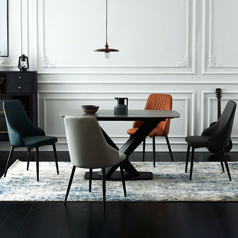 Modern Dining Parsons Chair Armless Chair with Metal Legs for Kitchen Clearhalo 'Dining Chairs' 'Dining Tables & Seating' 'dining_chair' 'furn' 'furn_dining_chair' 'Furniture' 'furniture_dining_chair' 'Kitchen & Dining Furniture' 1200x1200_65c673f6-08f0-4288-b470-c059f4597606