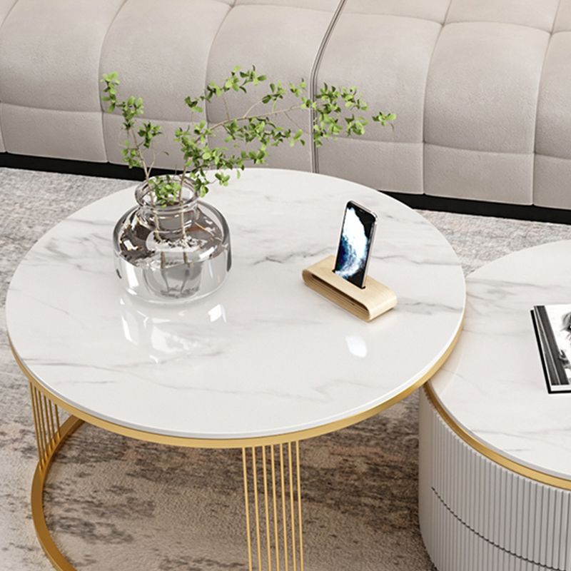 Slate Round Coffee Table Frame Nesting Coffee Table Set for Living Room Clearhalo 'Coffee & Accent Tables' 'Coffee Tables' 'coffee_tables' 'furn' 'furn_coffee_tables' 'Furniture' 'Living Room Furniture' 1200x1200_65c7ea71-95fe-4a35-80a6-69eddb7deb7a