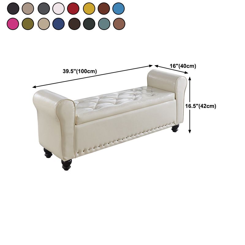 15.7" W Mid-Century Modern Nailheads Bench Manufactured Wood Bench Clearhalo 'Benches' 'Chairs & Seating' 'furn' 'furn_benches' 'Furniture' 'Living Room Furniture' 1200x1200_65c7f159-e795-4e92-b1cb-5d246b8cfaf2