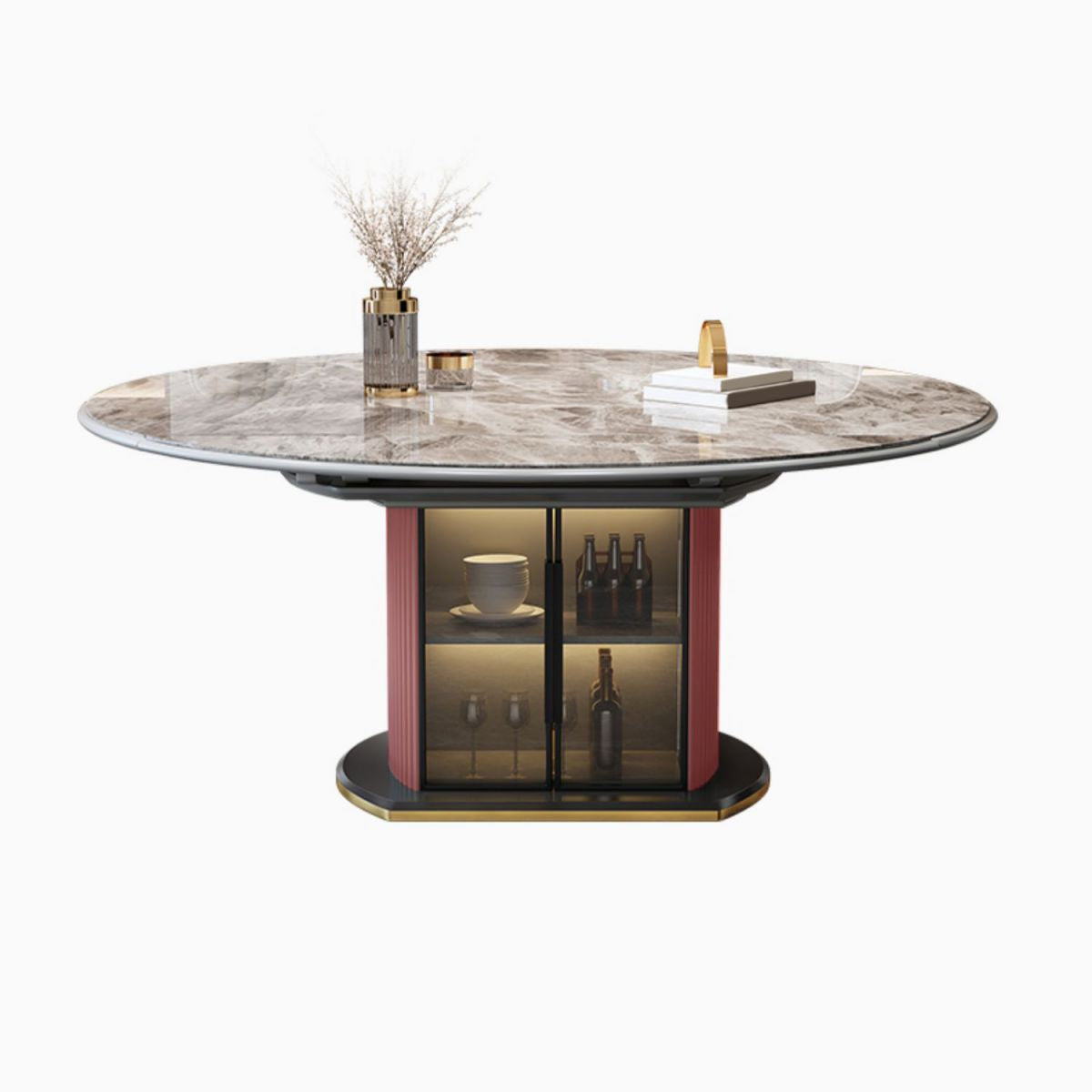 5/7 Pcs Contemporary Stone Round Shape Dinette Table with Upholstered Chair Clearhalo 'Dining Room Sets' 'Dining Tables & Seating' 'dining_room_set' 'furn' 'furn_dining_room_set' 'Furniture' 'Kitchen & Dining Furniture' 1200x1200_65ca40d4-cf5c-4f64-a224-56f77edf50b8