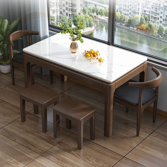 Marble Dining Table Mid-Century Style 4 Legs Base Rectangle Table for Home Clearhalo ' dining_table' 'Dining Tables & Seating' 'Dining Tables' 'furn' 'furn_dining_table' 'Furniture' 'furniture_dining_table' 'Kitchen & Dining Furniture' 'kitchen&dining_furn' 'kitchen' 'kitchen_dining_table' 1200x1200_65caee5d-de42-4e5b-aed0-f4100e691e18