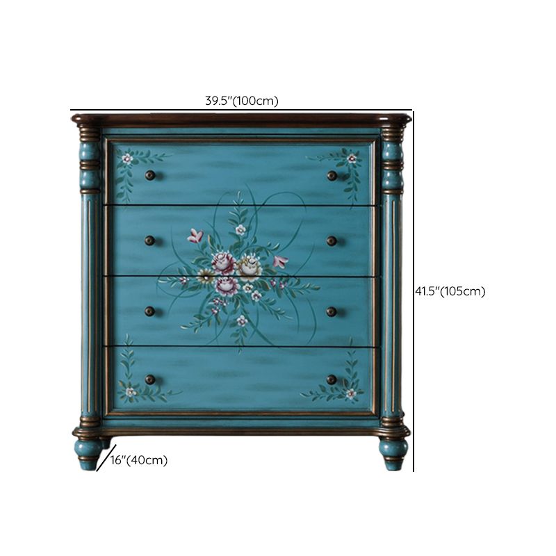 Commode de rangement en bois de commode traditionnelle ornée avec tiroirs pour chambre à coucher