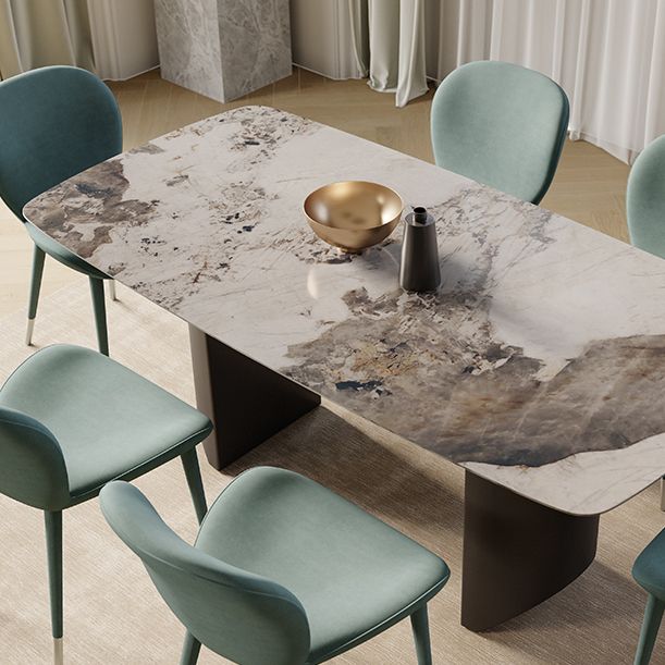 Modern Rectangle Dining Table Set 1/4/5/7 Pieces Sintered Stone Top Dinette Set Clearhalo 'Dining Room Sets' 'Dining Tables & Seating' 'dining_room_set' 'furn' 'furn_dining_room_set' 'Furniture' 'furniture_dining_room_set' 'Kitchen & Dining Furniture' 1200x1200_65cd4f94-39b2-4221-b8df-5f35f81e7005