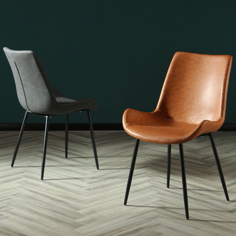 Industrial Design Faux Leather Side Chair Solid Back Chair for Home Clearhalo 'Dining Chairs' 'Dining Tables & Seating' 'dining_chair' 'furn' 'furn_dining_chair' 'Furniture' 'furniture_dining_chair' 'Kitchen & Dining Furniture' 1200x1200_65cd562a-2825-4502-9293-6d744f75455d