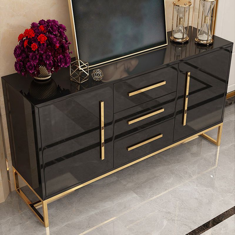 Glam Sideboard Buffet 3 Drawers and 2 Doors Cabinets Matte High Gloss Sideboard Clearhalo 'buffet_sideboard' 'Buffets & Sideboards' 'furn' 'furn_buffet_sideboard' 'Furniture' 'Kitchen & Dining Furniture' 1200x1200_65d04b7f-5e5e-4d70-9290-ad92101afc6e