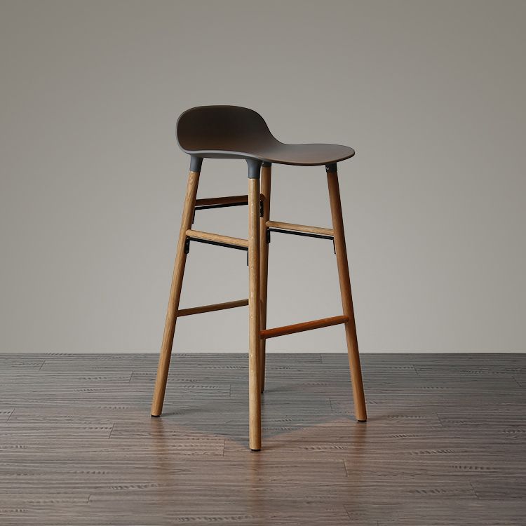 Modern Armless Backrest Counter Stool Wood Household Bar Stool with Plastic Seat Clearhalo 'Bar Furniture' 'Bar Stools' 'bar_stools' 'furn' 'furn_bar_stools' 'furniture_bar_stools' 'Kitchen & Dining Furniture' 'kitchen&dining_furn' 'kitchen' 'kitchen_furn' Furniture' 1200x1200_65d09c7f-56e9-4172-b1b4-00e8fa3db87f