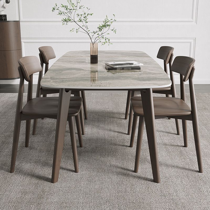 Contemporary Sintered Stone Dining Table Solid Wood Dining Table with 4 Legs Clearhalo 'Dining Tables & Seating' 'Dining Tables' 'dining_table' 'furn' 'furn_dining_table' 'Furniture' 'furniture_dining_table' 'Kitchen & Dining Furniture' 'kitchen' 'kitchen_dining_table' 1200x1200_65d40f1a-dfe2-4ee1-af37-cc221017cef9