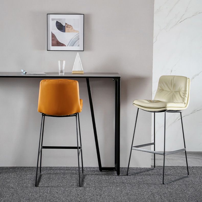 Modern Restaurant Leather Stool Matte Finish Footrest Low Back Barstool Clearhalo 'Bar Furniture' 'Bar Stools' 'bar_stools' 'furn' 'furn_bar_stools' 'Furniture' 'furniture_bar_stools' 'Kitchen & Dining Furniture' 1200x1200_65d4c461-2103-4958-a459-e3bb686888cf