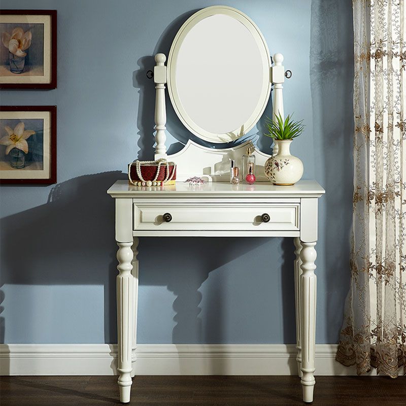 Solid Wood Vanity Makeup Table Set Traditional 1 Drawer Dressing Table