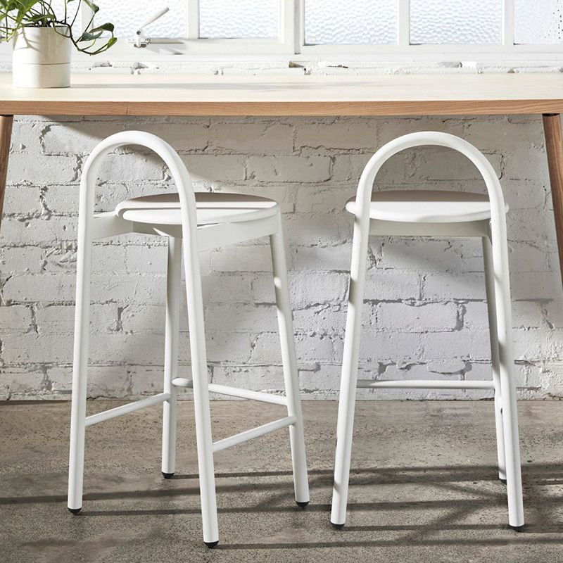 Contemporary Armless Dining Stools Solid Wood Bar Stools with Footrest