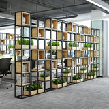 Modern Open Etagere Bookshelf with Black Iron Frame Pine Wood Shelf Clearhalo 'Bookcases' 'Furniture' 'furniture_bookcases' 'kitchen' 'kitchen_bookcases' 'Living Room Furniture' 'Office Furniture' 1200x1200_65d6f92b-5434-419e-89e7-1b0de74282aa