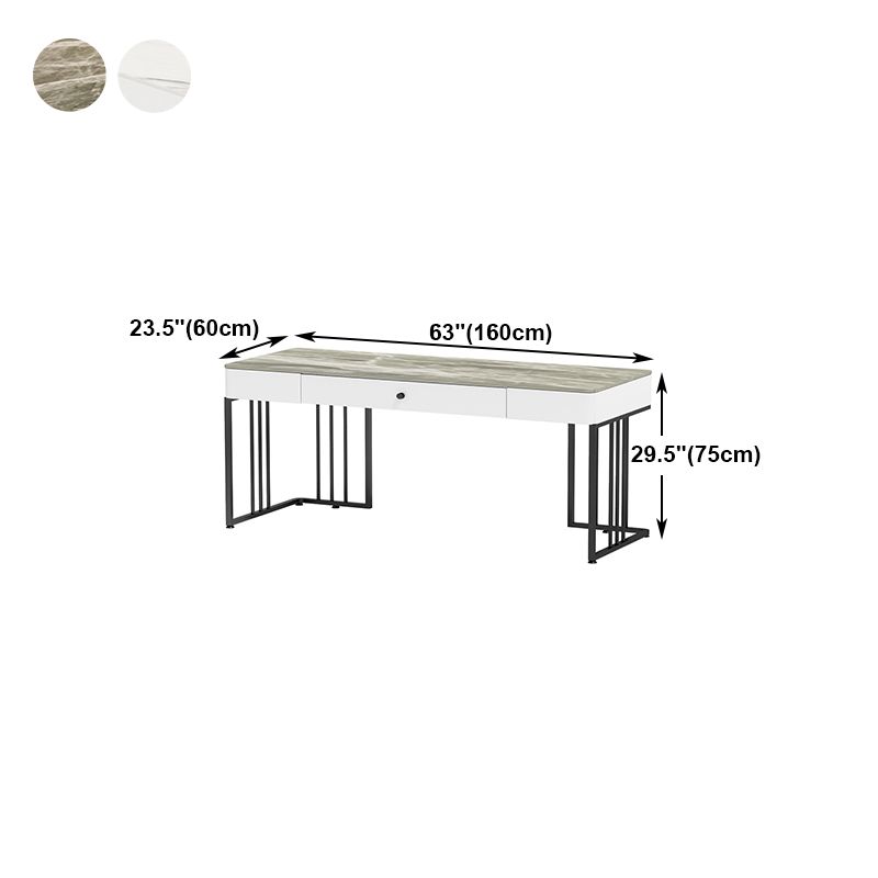 焼結された石湾曲したライティングデスクコンテンポラリーブラックスレッドベースデスク