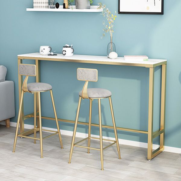 Glam Rectangle Stone Bistro Table Indoor Iron Bar Dining Table with Trestle Pedestal Clearhalo 'Bar Furniture' 'Bar Tables' 'bar_tables' 'furn' 'furn_bar_tables' 'Furniture' 'furniture_bar_tables' 'Kitchen & Dining Furniture' 1200x1200_65dceb6b-cf8d-410c-99ac-c9412cdfd800