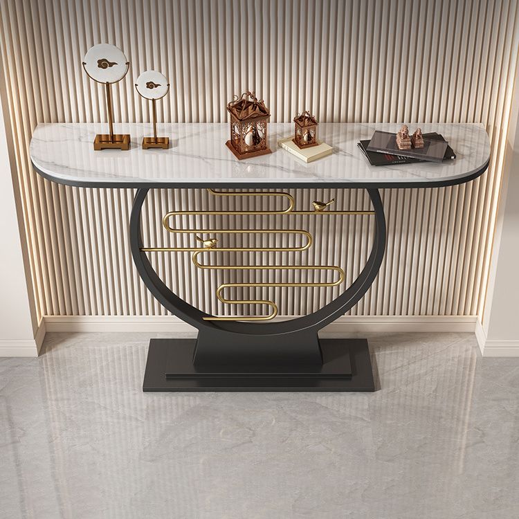 Glam Console Accent Table Antique Finish Sofa Console Table in Stone Clearhalo 'Console Tables' 'console_tables' 'Entry & Mudroom Furniture' 'furn' 'furn_console_tables' 'Furniture' 1200x1200_65dd1624-d9a2-4048-a066-fd3d4830571c