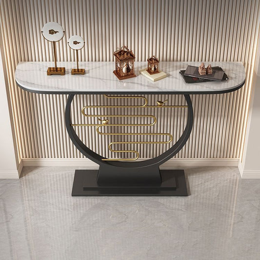 Glam Console Accent Table Antique Finish Sofa Console Table in Stone Clearhalo 'Console Tables' 'console_tables' 'Entry & Mudroom Furniture' 'furn' 'furn_console_tables' 'Furniture' 1200x1200_65dd1624-d9a2-4048-a066-fd3d4830571c